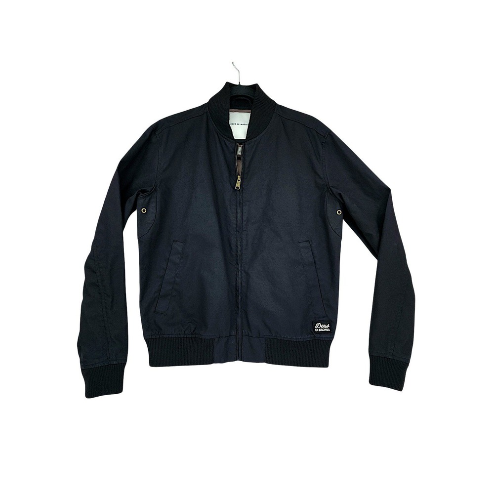 Deus Ex Machina Garth Bomber Jacket S Mens Black Cotton Zip Up Moto Streetwear